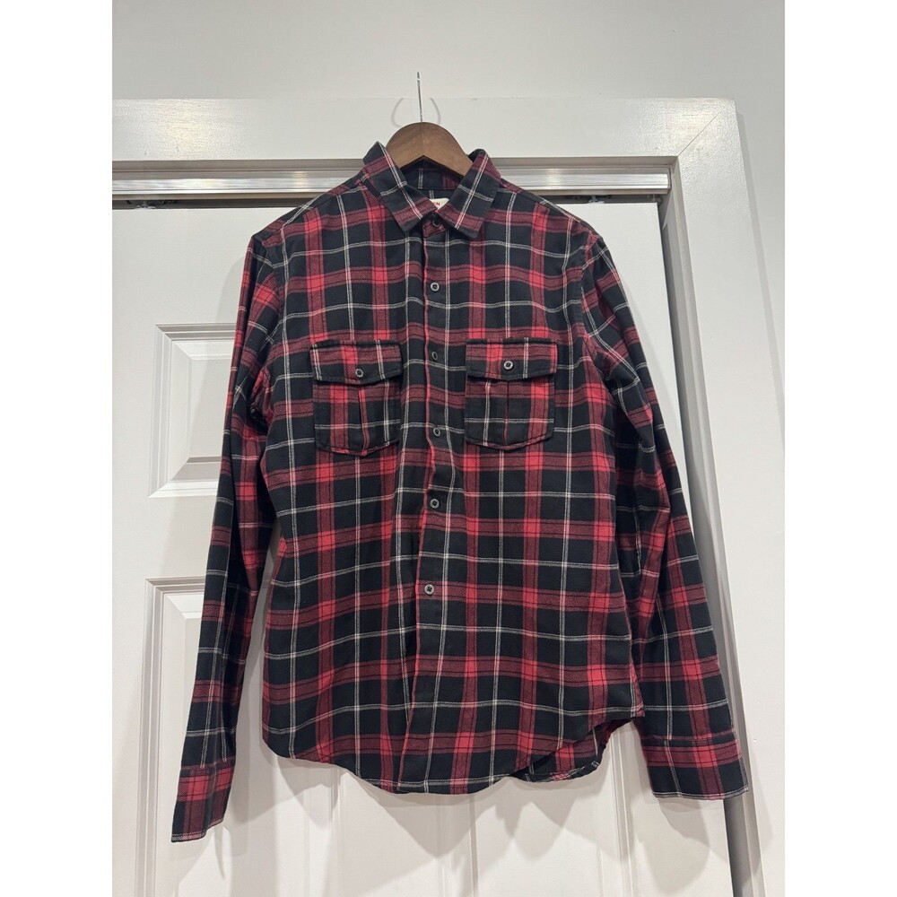 Osklen Rio de Janeiro Mens M Red Plaid Flannel Button Up Shirt Utility Chore